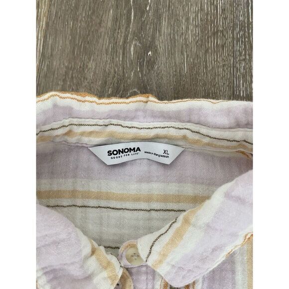 Sonoma Womans XL Striped Button up Shirt Sleeve top - Picture 5 of 7